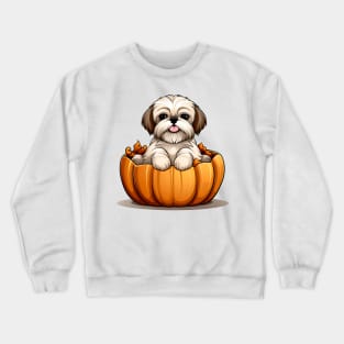 Shih Tzu Dog inside Pumpkin #1 Crewneck Sweatshirt